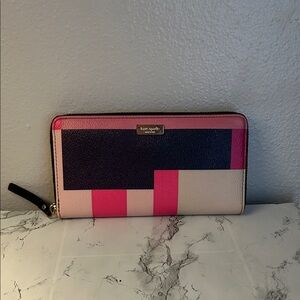 Kate Spade Colorblock Wallet in Pink and Navy